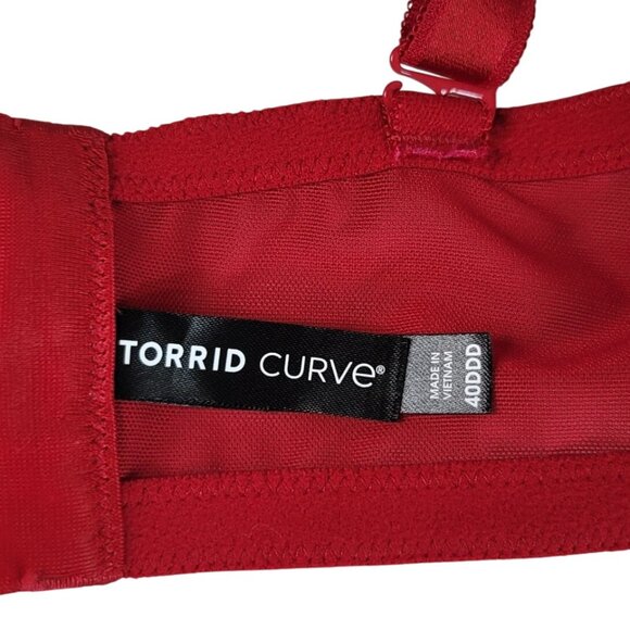 Torrid XO Plunge Push Up Bra Red 40DDD Underwire Adj 360 Back Smoothing Lace - Picture 10 of 11